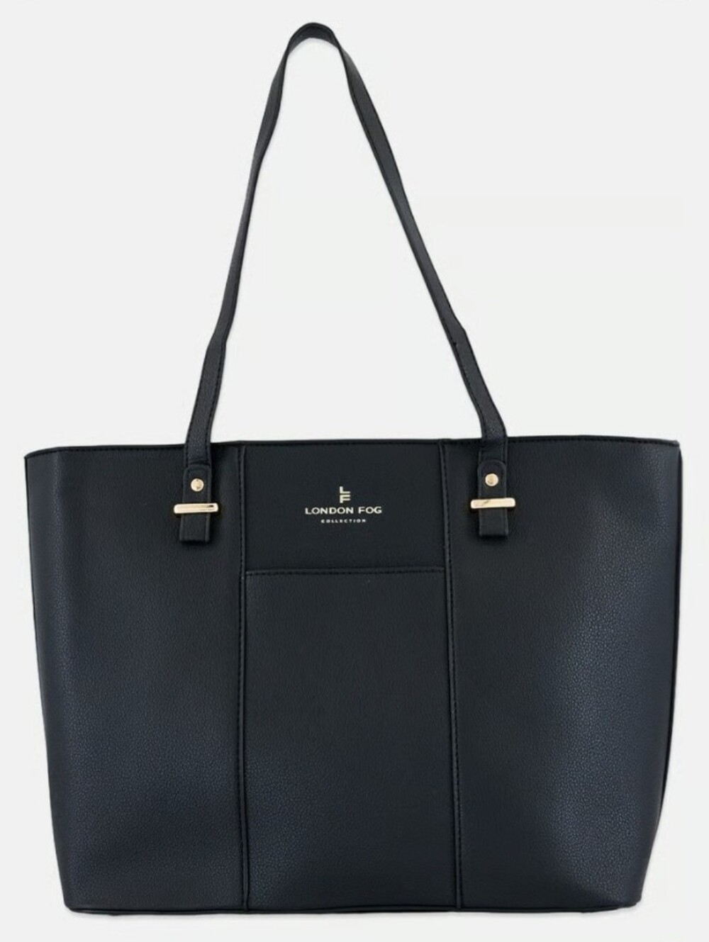 Classic Black London Fog Allison Black Tote with Gold Hardware NWT